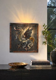 1970s Sculptural Dragon Wall Light in Mixed Metals & Oxidized Copper