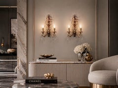 Eleganza della coppia di lampade da parete Hollywood Regency, attribuite alla Maison Baguès