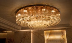 Large Golden Crystal Chandelier from Palwa, 1970s.