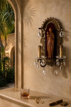 1950s Hollywood Regency Wall Lamp, Mother Mary & Baby Jesus Design