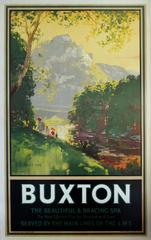 Used Original 1920s London Midland & Scottish Railway LMS Poster - Topley Pike Buxton