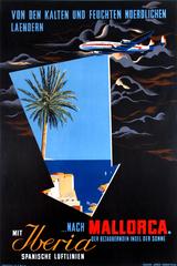 Original Vintage Travel Poster Advertising Iberia To Mallorca Spain For Sunshine