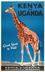 Original 1920s Travel Poster For Kenya And Uganda - Good Spots To Visit - Africa