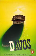 Original Vintage Travel Advertising Poster For Summer In Davos Switzerland