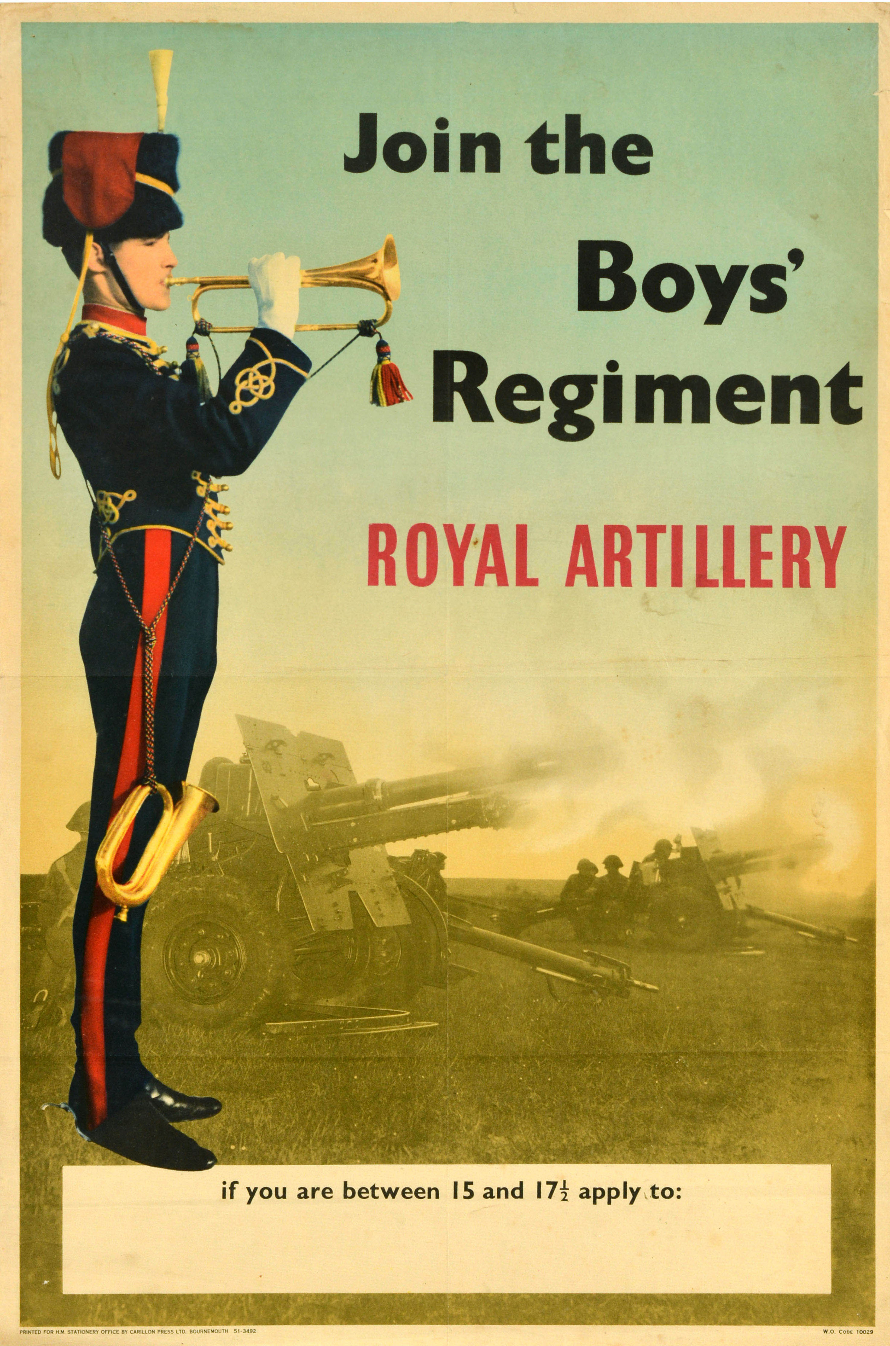 Original Vintage British Army Rekrutierung Poster Join The Boys Regiment UK