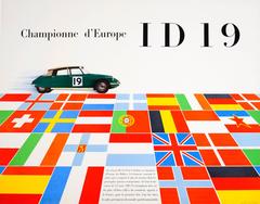 Original Vintage Car Racing Poster For The European Championships: Citroen ID19