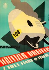 Original Vintage FIM Motor Sport Poster For The International Schleizer Dreieck