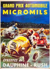 Original Vintage Sports Car Racing Poster For Grand Prix Automobile Micromils