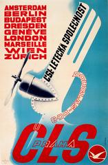 Original 1930s Travel Advertising Poster For Czechoslavia Airlines - Douglas DC3