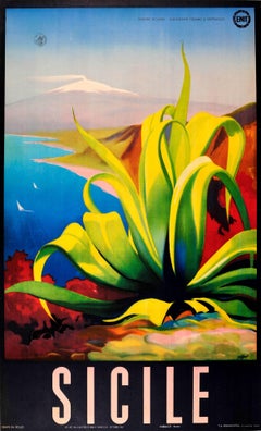 Poster pubblicitario d'epoca dell'ENIT per Sicile Sicilia Italia