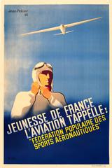 Vintage Original Art Deco Poster By Jean Peltier - France Youth Aviation Is Calling You!
