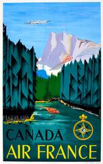 Original Vintage 1951 Travel Advertising Poster For Canada By Air France