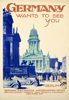 Original-Vintage-Reiseplakat „Deutschland will dich sehen“ – Berlin, Dzubas, Art déco