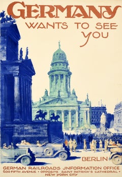 Original-Vintage-Reiseplakat „Deutschland will dich sehen“ – Berlin, Dzubas, Art déco