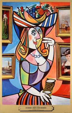 Original Vintage Travel Poster London Transport Femme Bien Informee Cubism