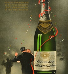 Portada original de una revista publicitaria vintage: «Bebe champán soviético de la URSS»
