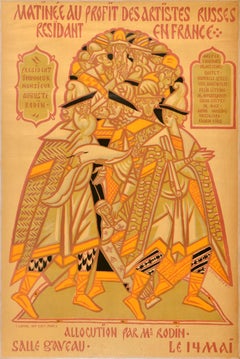 Original Antique Advertising Poster Matinee Au Profit Des Artistes Russes France
