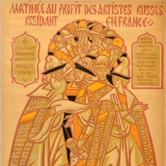 Original Antique Advertising Poster Matinee Au Profit Des Artistes Russes France