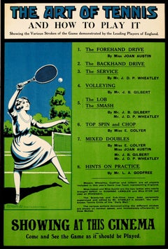 Original Antique Silent Film Poster The Art Of Tennis And How To Play It