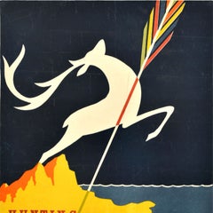 Cartel de viaje soviético vintage original: «De caza en Crimea, Yalta, URSS», Intourist