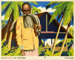 Original-Vintage-Werbeplakat: Postamt GPO Ceylon – Außenposten des Empire