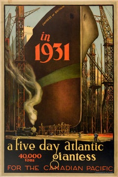 Original Vintage Poster Empress Of Britain Canadian Pacific 1931 Ocean Liner
