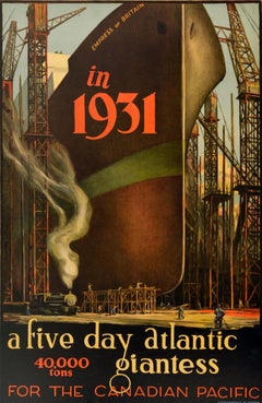 Original Vintage Poster Empress Of Britain Canadian Pacific 1931 Ocean Liner