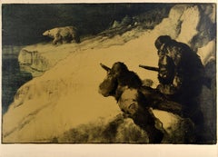Original Antique EMB Poster Hunting Bear Empire Series Gerald Spencer Pryse