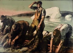 Original Antique EMB Poster Newfoundland Fishermen Empire Series Gerald Pryse