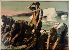 Original Antique EMB Poster Newfoundland Fishermen Empire Series Gerald Pryse