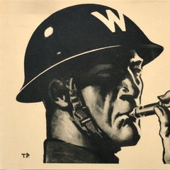 Original Vintage War Home Front Poster In A Raid Motorists WWII Tom Purvis
