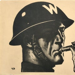 Manifesto vintage originale del fronte interno in tempo di guerra: "Durante un raid, mettiti al riparo in silenzio" - Seconda Guerra Mondiale - Purvis