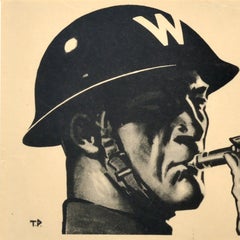 Manifesto vintage originale del fronte interno durante la guerra: “In un raid non restare fermo” – Seconda Guerra Mondiale – Tom Purvis