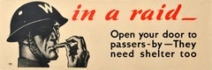 Manifesto vintage originale del fronte interno: “In un raid, aprite le porte” – Seconda guerra mondiale – Tom Purvis