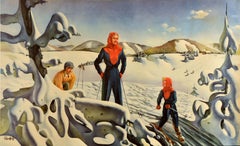 Original Vintage Sports Travel Poster Winter Vacations Unlimited Skiing Canada