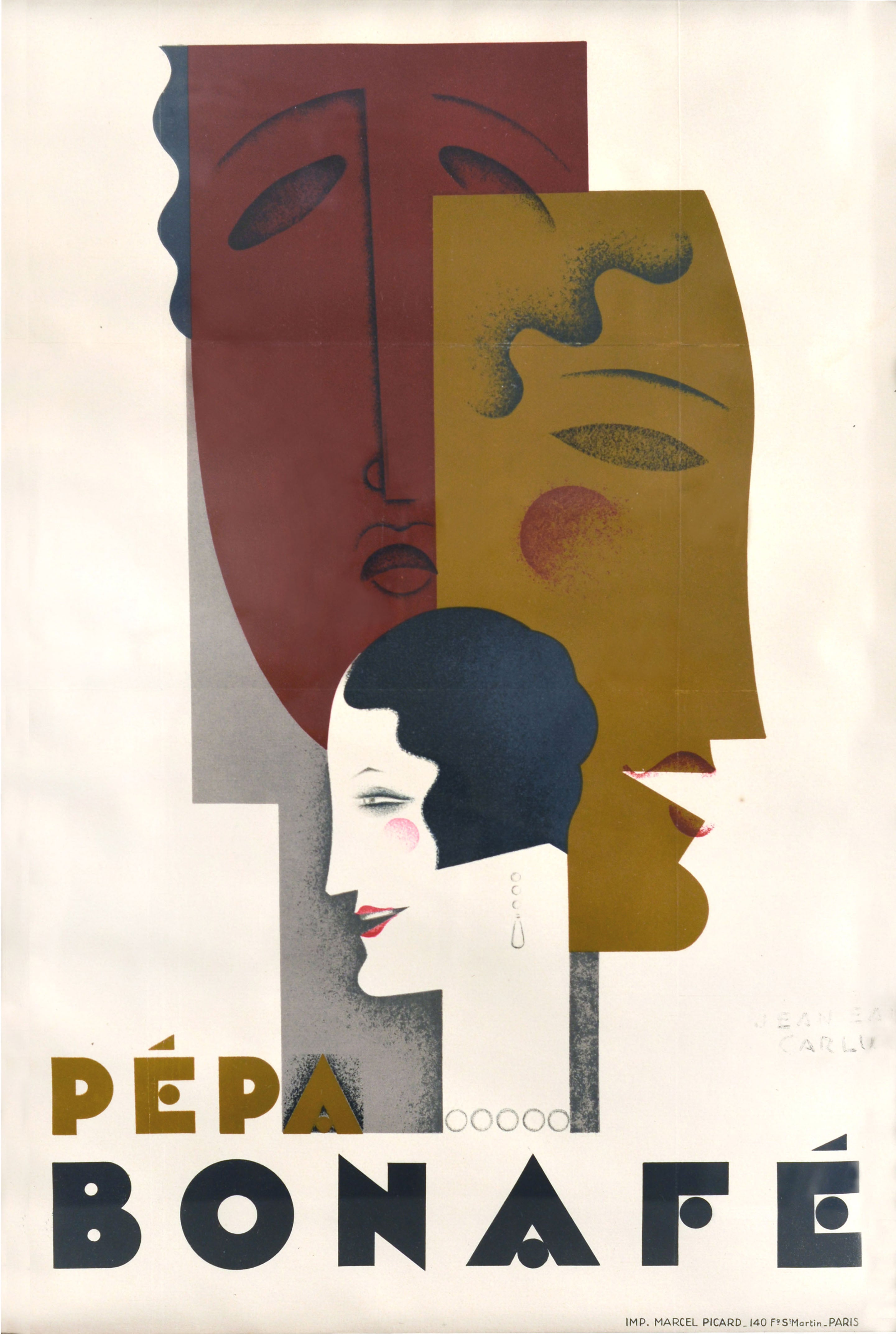 Original-Vintage-Theaterplakat aus Frankreich: Pepa Bonafe, Jean Carlu, Art déco, abstrakt