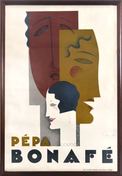 Affiche de théâtre française vintage originale : Pepa Bonafe, Jean Carlu, Art déco, abstraite