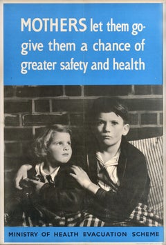 Original Vintage World War Two Poster Mothers Let Them Go Evacuation Scheme WWII