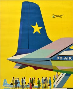 Original Vintage Aviation Travel Advertising Poster Air Congo National Airline