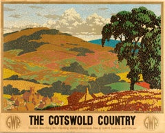 Original Vintage Train Travel Advertising Poster The Cotswold Country GWR