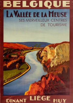 Original-Vintage-Reiseplakat „Belgien – Das Maastal“, Belgien