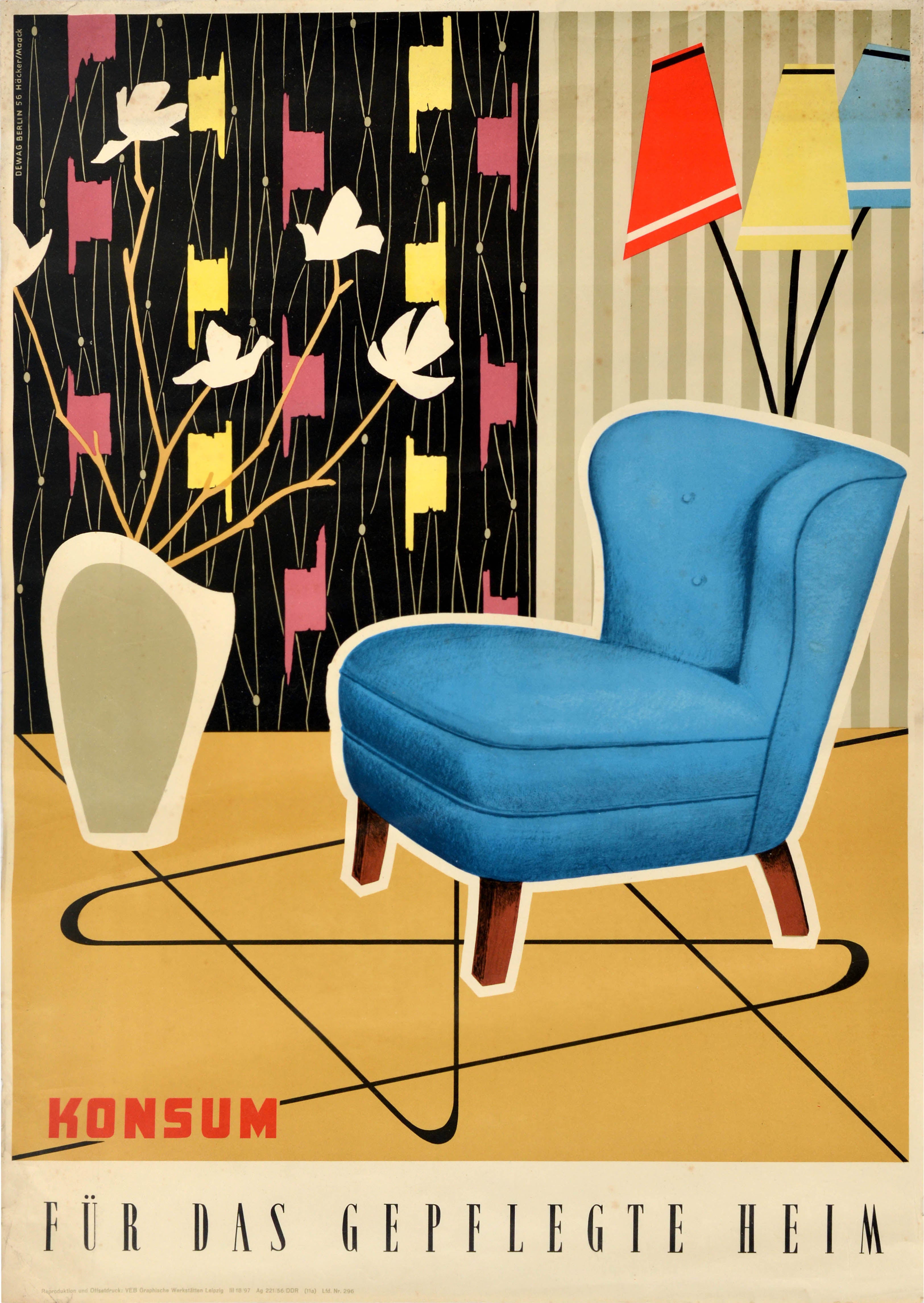 Poster pubblicitario originale d’epoca di mobili Konsum – Casa ben tenuta