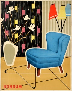 Original Vintage Furniture Advertising Poster Konsum Well Maintained Home
