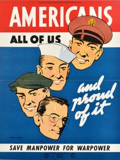 Original-Vintage-Plakat aus dem Zweiten Weltkrieg: „Americans – All of Us and Proud of It“ (Wir alle sind Amerikaner und stolz darauf) – Zweiter Weltkrieg