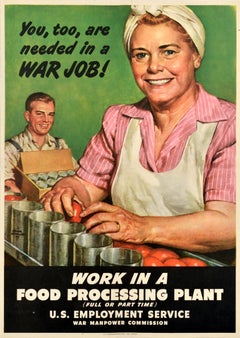 Manifesto di guerra vintage originale: “Anche tu sei necessario per un lavoro in guerra” – Seconda guerra mondiale – Frank Bensing
