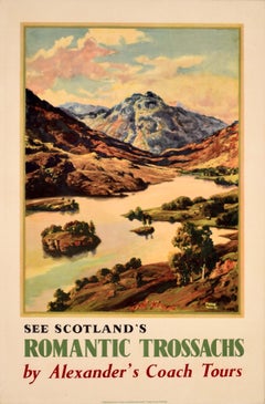 Manifesto di viaggio vintage originale: Scopri la Scozia – I romantici Trossachs – Ben Venue