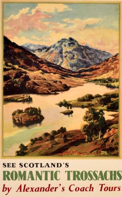 Original Vintage Travel Poster See Scotland Romantic Trossachs Ben Venue