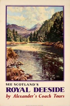 Original Vintage Travel Poster See Scotland Royal Deeside Alexanders Coach Tours