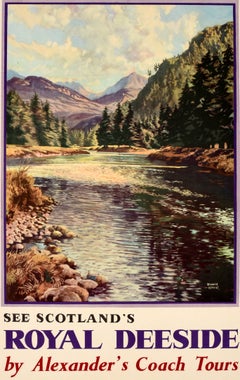 Original Vintage Travel Poster See Scotland Royal Deeside Alexanders Coach Tours