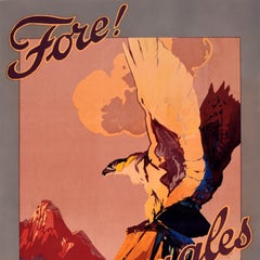 Poster da viaggio d'epoca originale: Campo da golf di Gleneagles, "Great in Scotland Eagle"